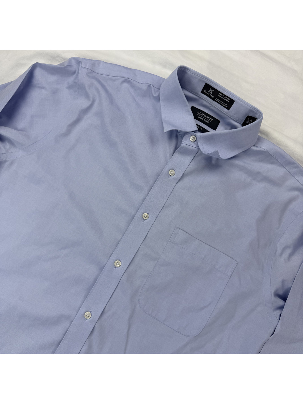 Nordstrom Mens Shop Smartcare Trim Fit 15.5 34-35 Blue Dress Shirt Hong Kong